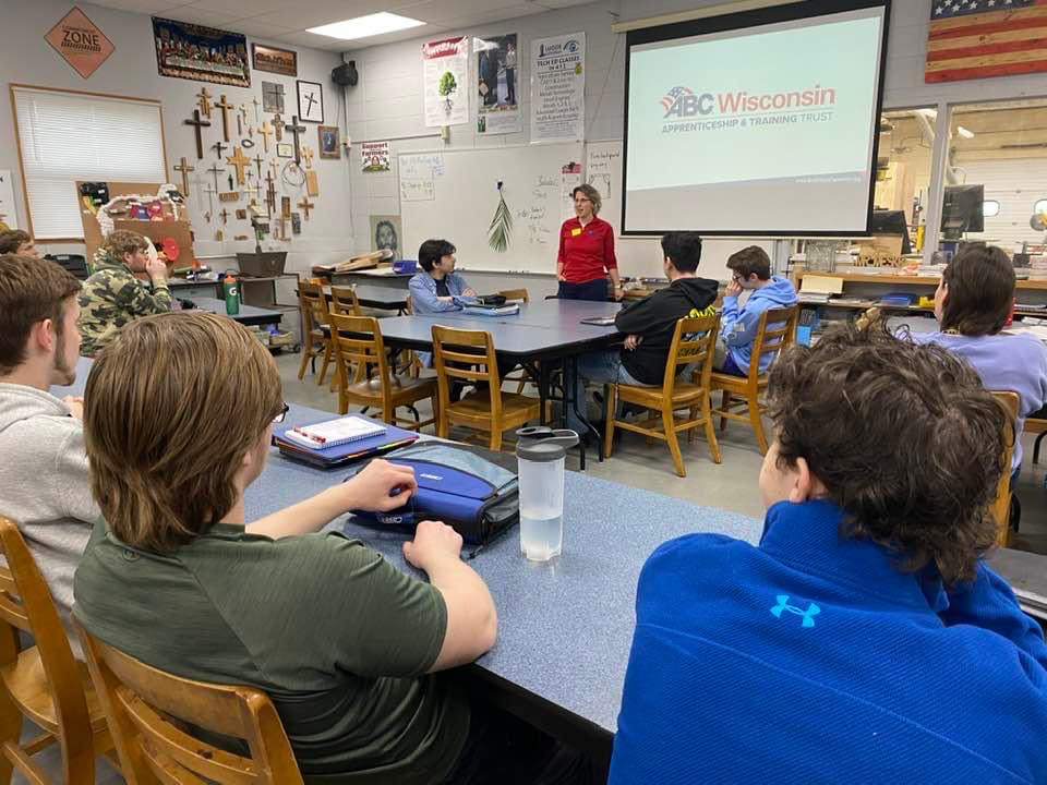 Image of ABC presenting to high school students.